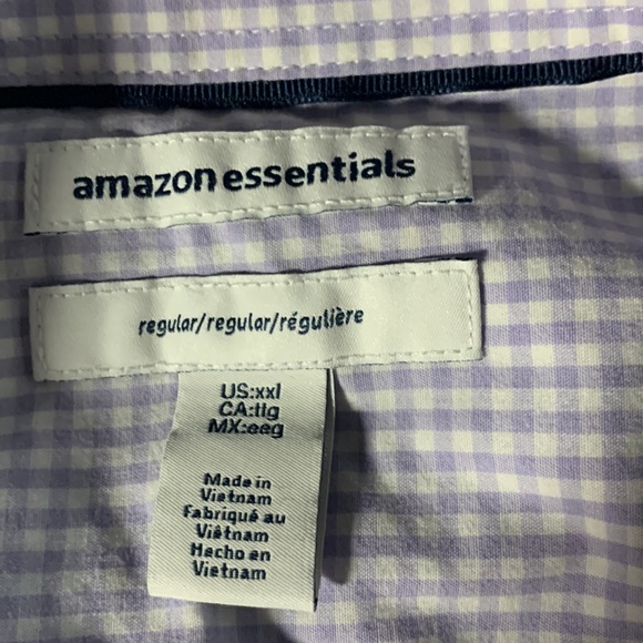 Men’s Amazon Essentials lavender gingham, short sleeve shirt. Size XXL - Picture 2 of 10